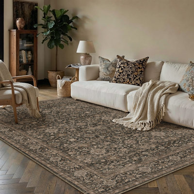 Isla Vintage Oriental Machine Washable Area Rugs With Non-Slip Backing