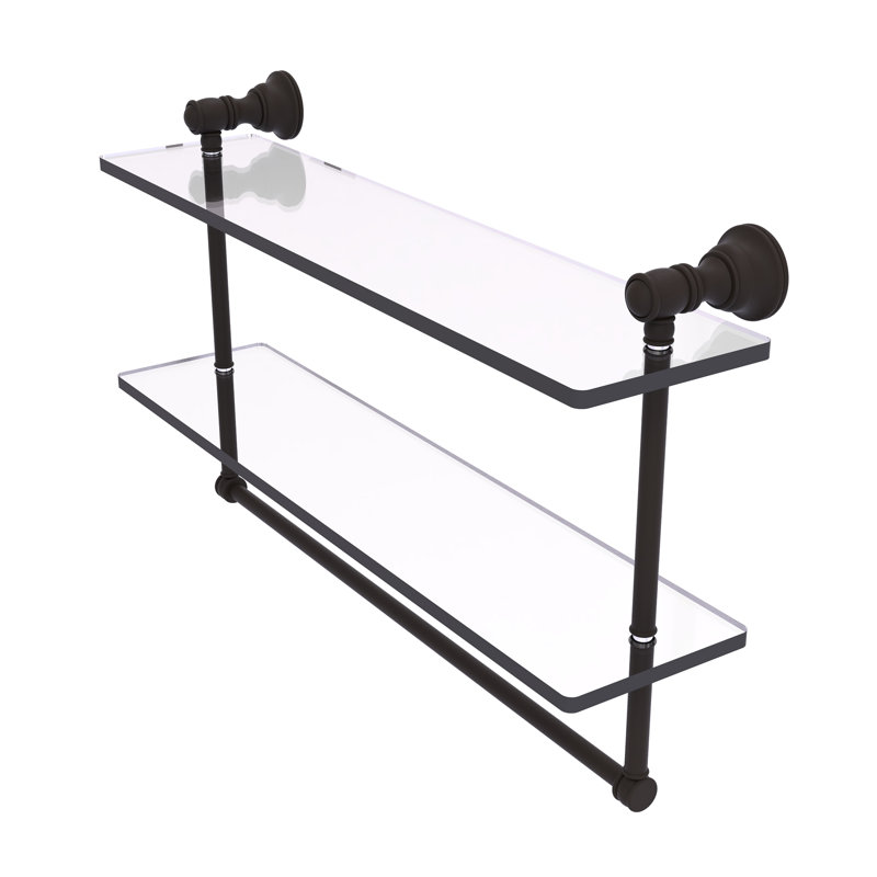 Freyja 2 Piece Glass Tiered Shelf, 5.54" H x 22" W x 9.5" D, Oil Rubbed Bronze