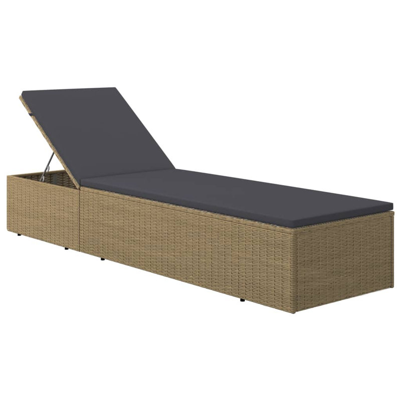 Nidhin Outdoor Chaise Lounge , Cushion Included, Dark Gray, Brown
