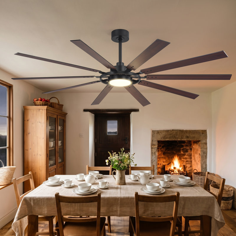 52/72/80 Inch Modern Ceiling Fan with Light and Remote Control, 72" Wide