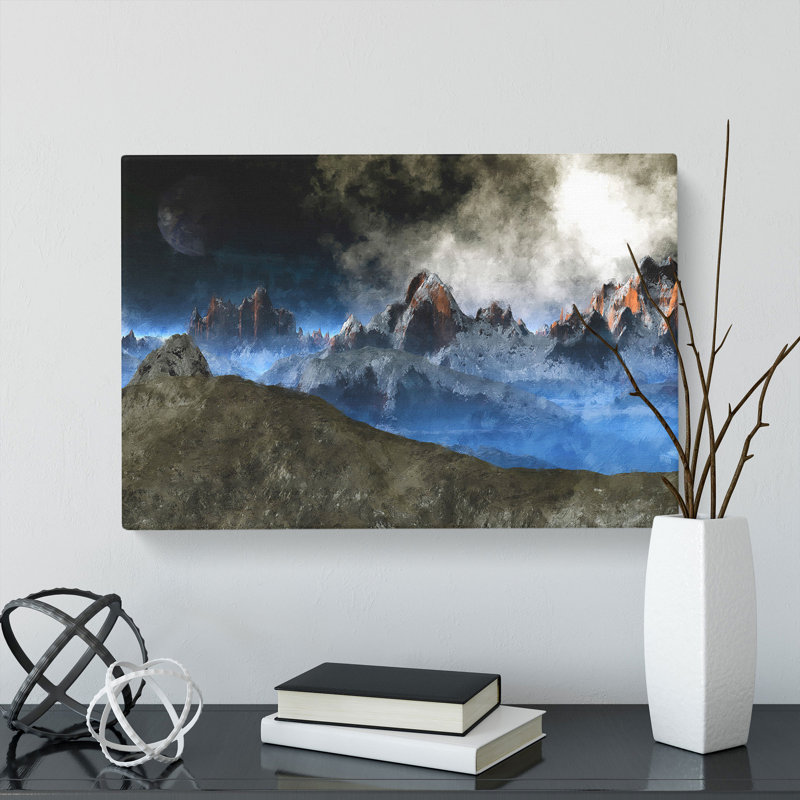 Moon Over The Mountain Tops - Wrapped Canvas, 50cm H x 76cm W x 3cm D