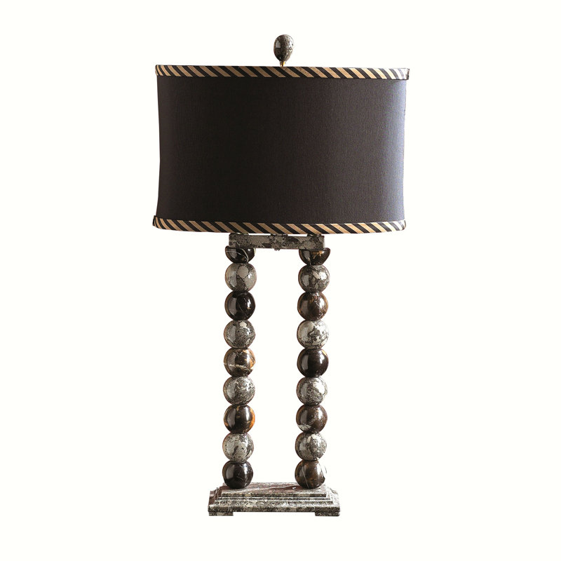 Taupe Gray And Espresso Marble Table Lamp