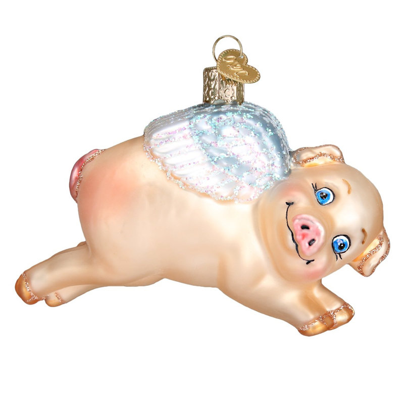 Old World Christmas Blown Glass Ornaments for Christmas Tree, Flying Pig