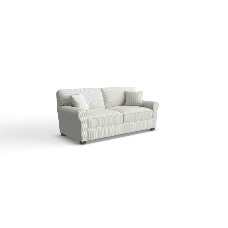 Shannon Upholstered 76'' Sofa, Light Gray, Dark Walnut