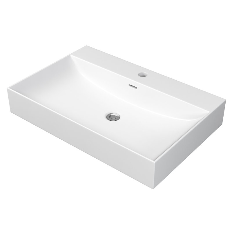 Cantrio SolidTech Matte White Acyrlic Composite Single Sink with 25" x 16.5" Dimensions