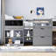 Lit mezzanine simple bas avec bureau roulant, tablette et tiroirs-1078606129