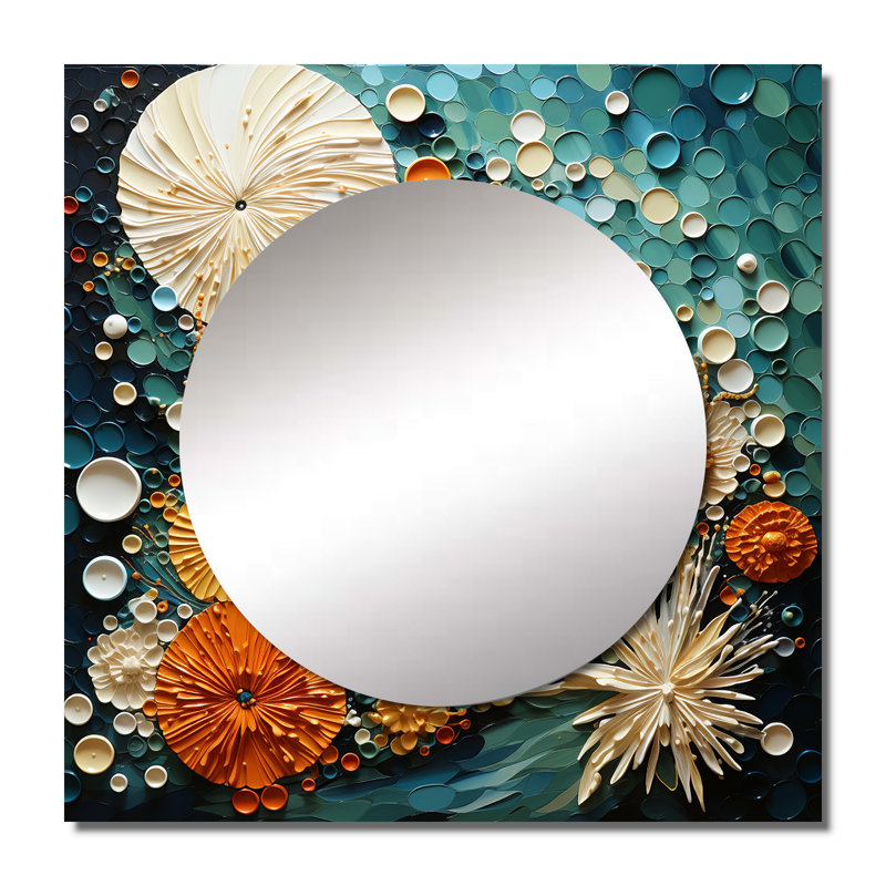 Grand miroir mural carré pour la chambre à coucher Ferme et océan, 23 po x 23 po