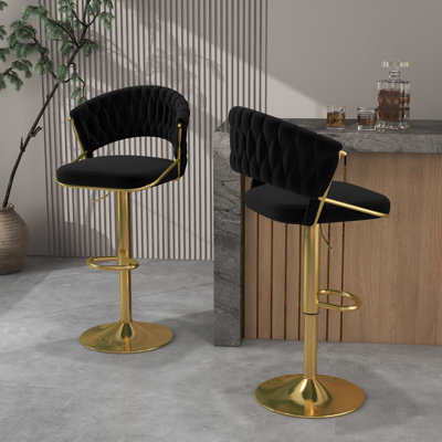 Swivel Yes Upholstered Velvet Yes Bar Stool with Steel Frame