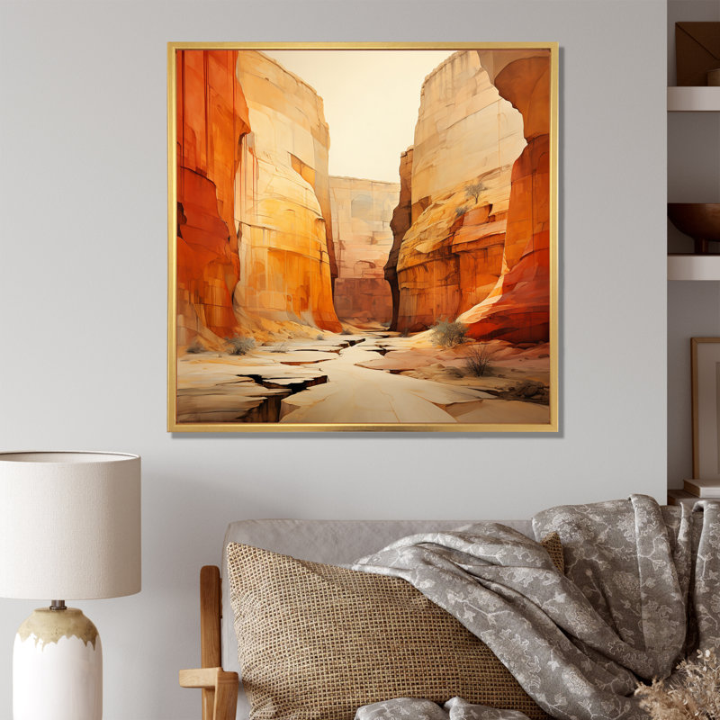 «Bold Landscape Canyon Desert V - Canyon», art mural encadré, H 36 po x l 36 po x P 1,5 po, Cadre flottant doré