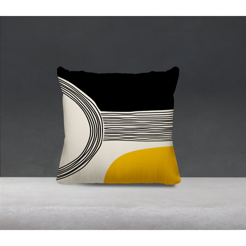 Cassie Outdoor Reversible Throw Pillow, Yellow/Cream/Black, 17"H x 17"W