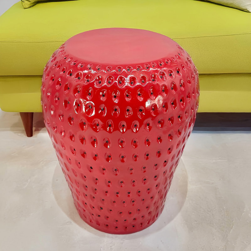 Tabouret Strawberry Fruit, tabouret surdimensionné en résine, table d'appoint