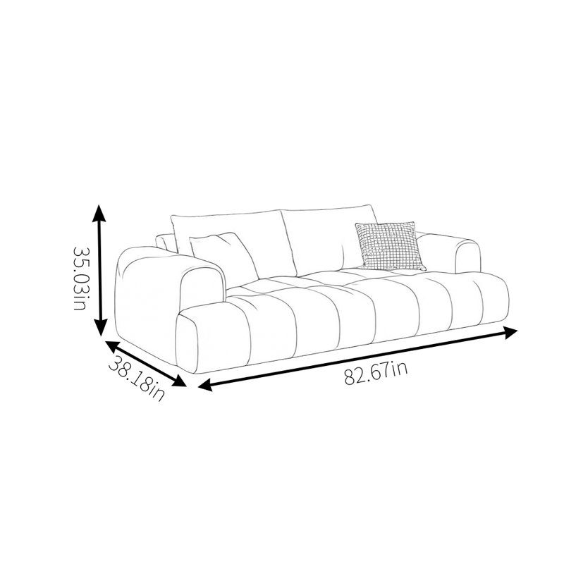Canapé French Piano Keys, H 35,03 po x l 82,61 po x P 38,18 po
