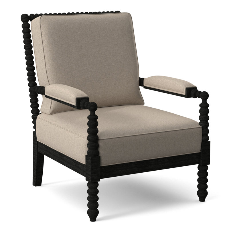 Jamilla Armchair, Antique Black Finish, Eggshell Crypton Performance; 0884-93