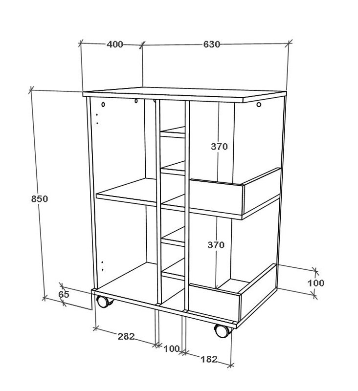 Oaklyn Wood Kitchen Cart, White