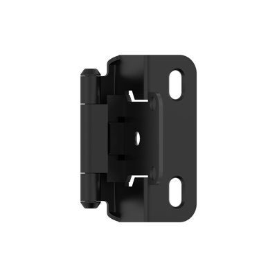 1/2 inch (13mm) Overlay Self Closing Partial Wrap Matte Black Cabinet Hinge - 1 Pair