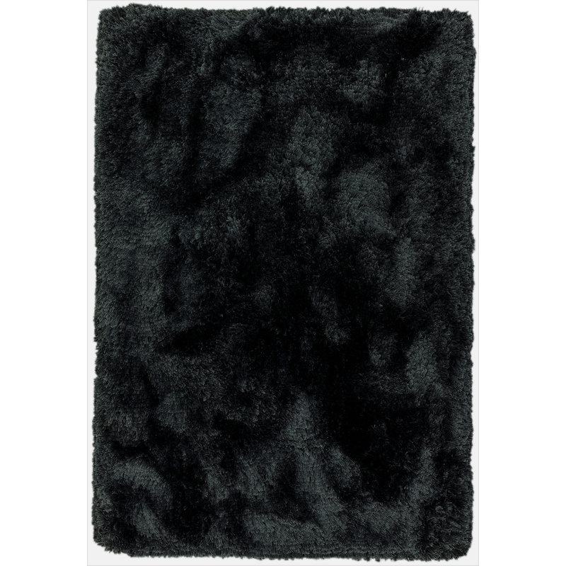 Plush Deep Pile Shaggy Black Rug, Rectangle 200 x 300cm