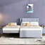 Lit gigogne double avec revêtement en lin gris - plateforme de taille Design flexible en gris. Construire. Aucun sommier tapissier requis. Aire de repos confortable