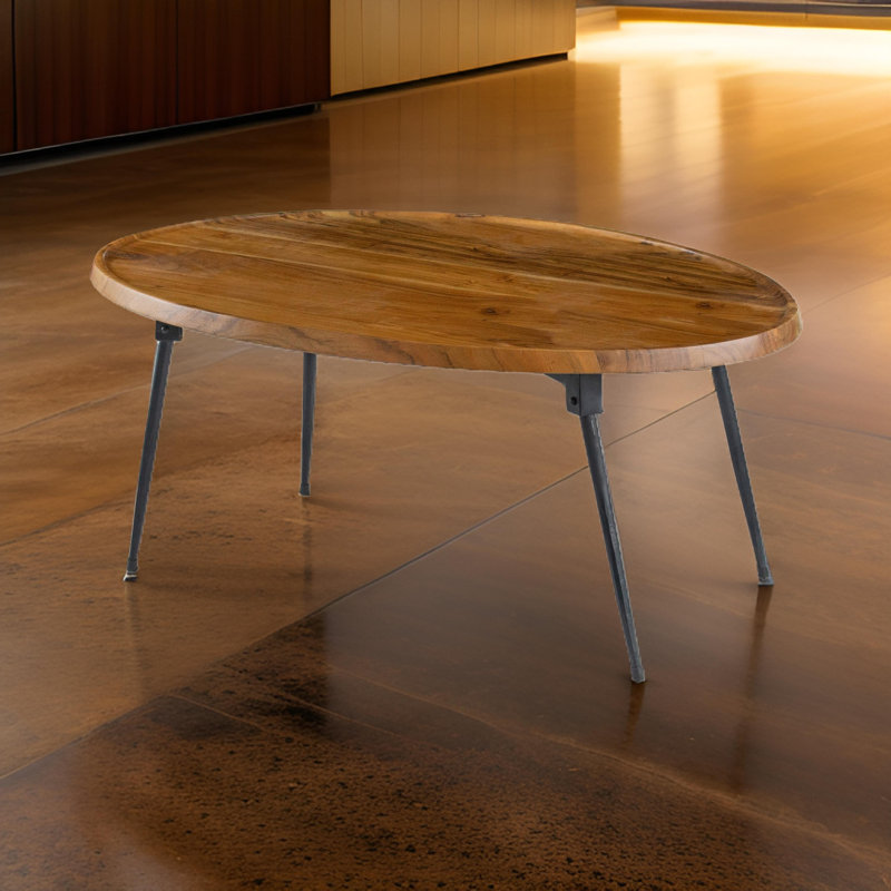 Solid Wood Top Coffee Table, 12" H x 21" W x 31" D
