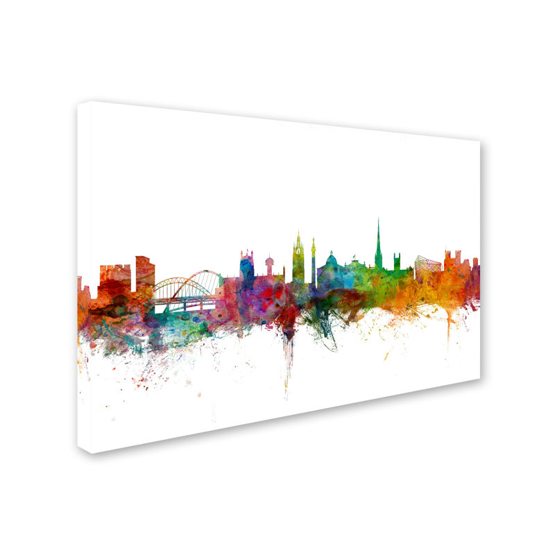 "Mardiros" Newcastle England Skyline II "par Michael Tompsett, impression sur toile tendue, H 22 po x l 32 po x P 2 po