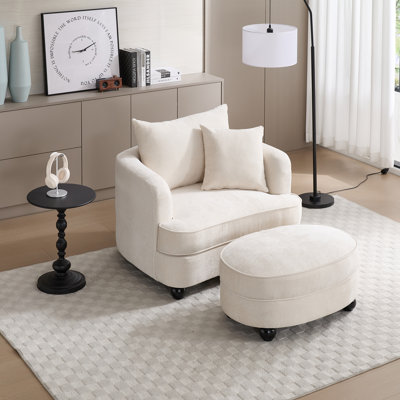 40.2" Chenille Detachable Cushioned Footstool Sofa