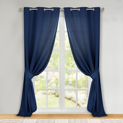 Millendon Energy Saving Modern Polyester Grommet Room Darkening Curtain Pair