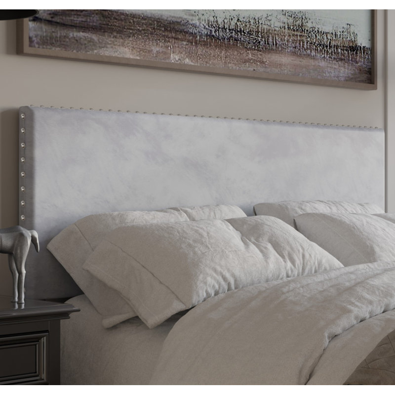 Tête de lit tapissier Haawa, Velours gris argenté, Simple