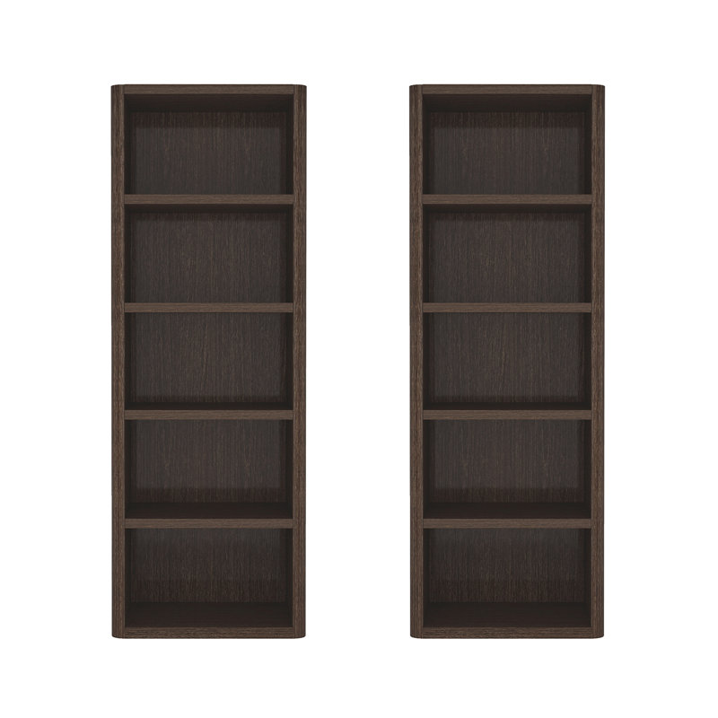 Bibliothèque ouverte à 5 tablettes en noyer foncé H 79 "x l 28" Rivington, Noyer foncé