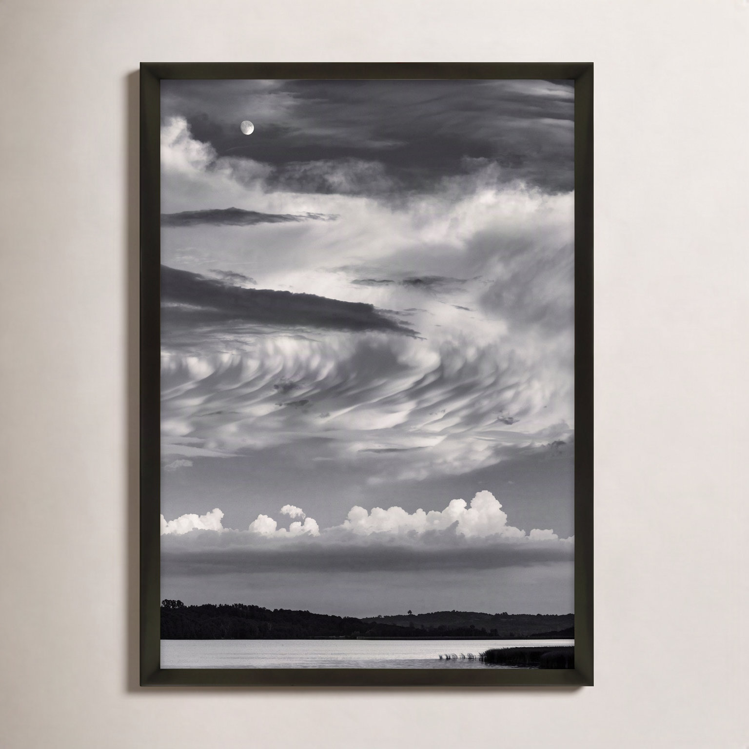 Garden Sign "Island Lake Moon" Print, 38" H x 26.5" W x 1.25" D, Black