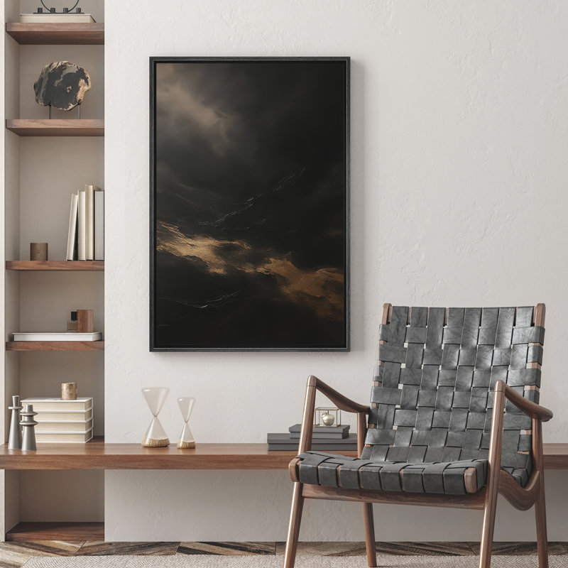 Reproduction d'art abstrait sur toile encadrée pour décoration intérieure moderne, Noir, H 24 po x l 16 po