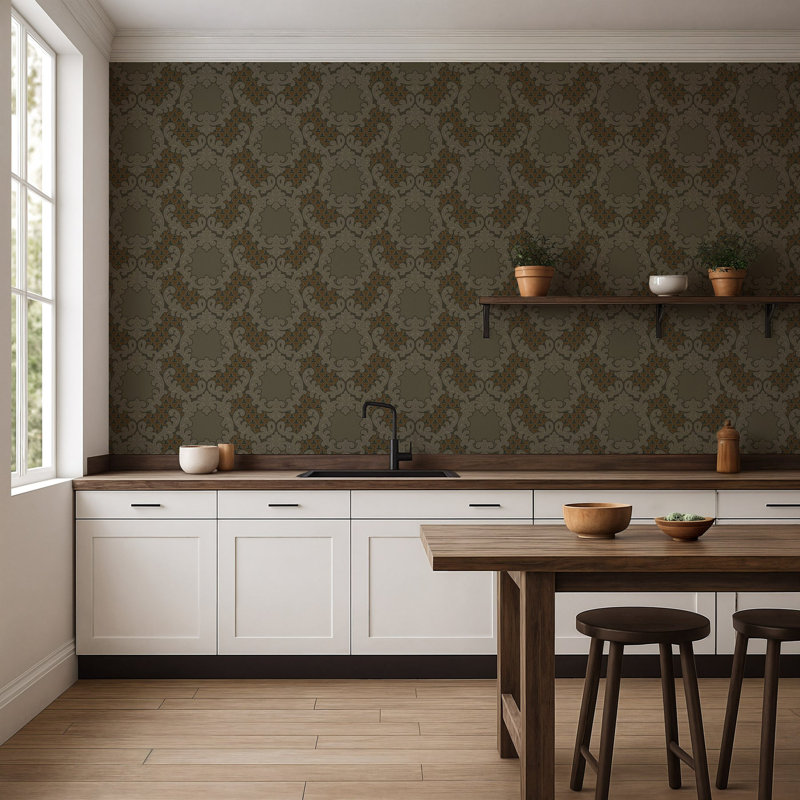 Shadow Leaf Damask - Tapestry Tones Wallpaper