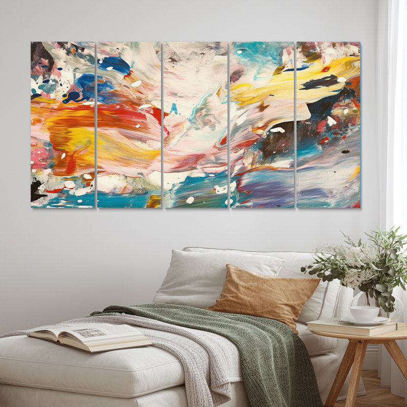 Contemporary Contemporary Abstract Expressionism IV - Décoration murale abstraite - 5 panneaux égaux