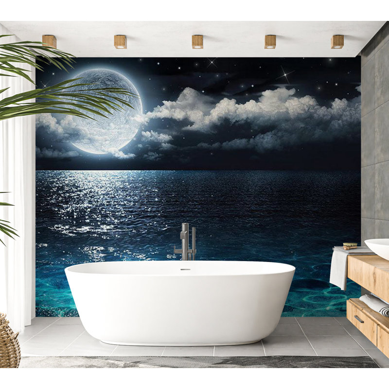 Murale paysage pelez et collez - Lagon bleu, L 115 po x L 82 po