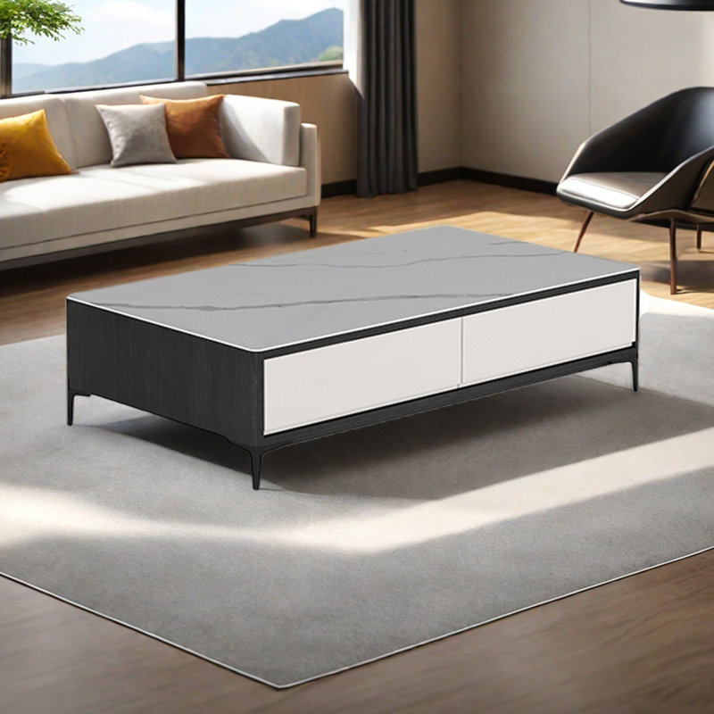 Table basse moderne et minimaliste avec plateau à bascule, H 16,92 po x L 55,11 po x l 31,49 po