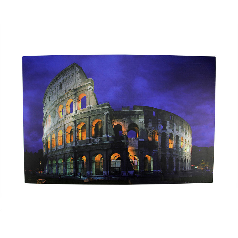 LED Lighted Roman Colosseum Canvas Wall Art in Warm White