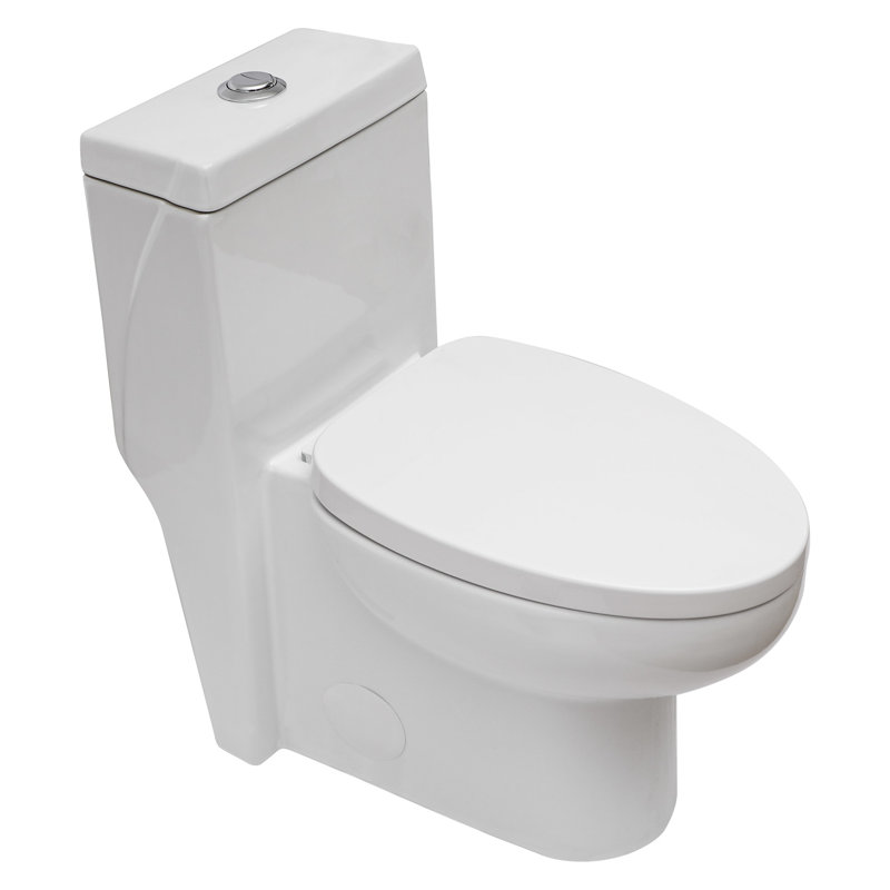 One Piece Ceramic Toilet With Dual Flush And Easy-Reach Controls - Convenient Bathroom Soft Seat Efficient Flushing Energy