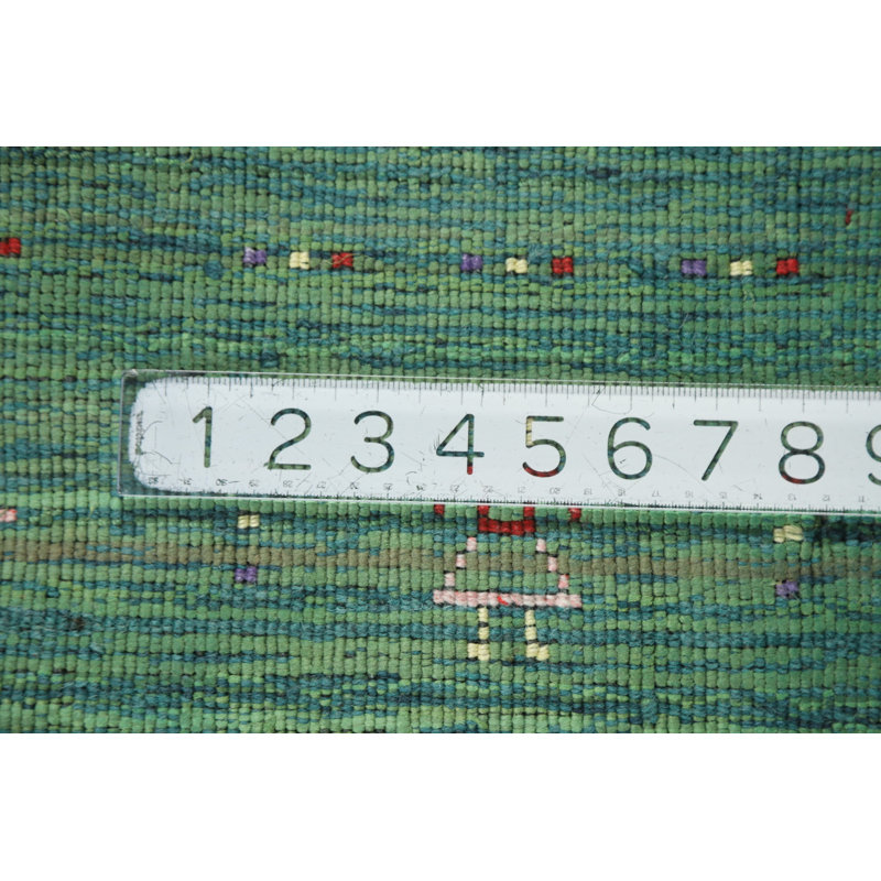 Tapis vert fait à la main de style Gabbeh vert 5 x 8