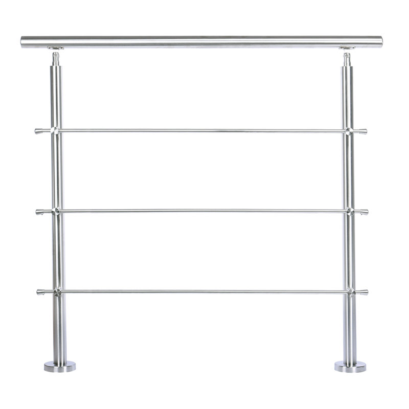 100CM Silver-coloured floor-mounted stainless steel handrail, 110cm H x 100cm W