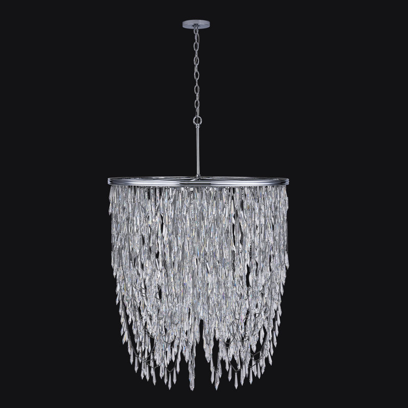 Lustre en chrome Frangia 18 LT Allegri, 18 lumières, H 151 po x l 34 po x P 34 po
