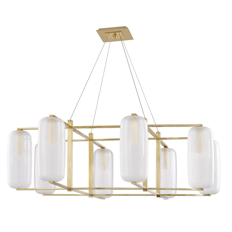 Pebble 8 Light Chandelier, Aged Brass