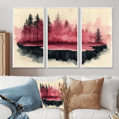 The Enchanted Flow Of The Crystal Rose Forest II - Forest Wall Art - Set Of 3