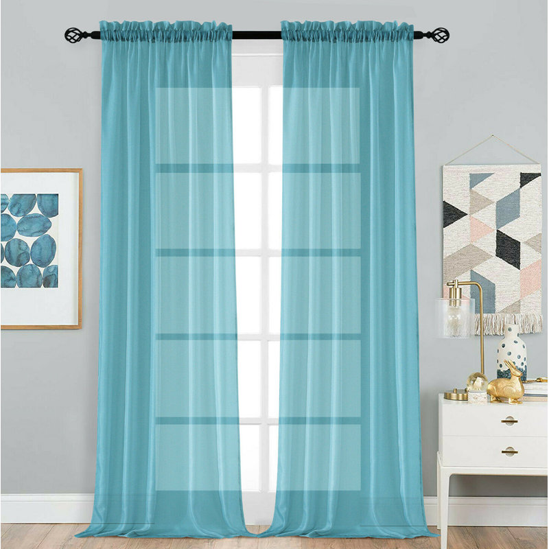 Rideaux transparents avec passe-tringle Dima, l 52 po x L 84 po, Turquoise