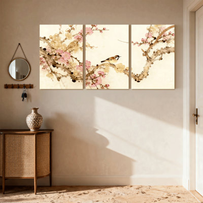 Birds Birds On Plum Blossom Branches, ensemble de 3 impressions sur toile