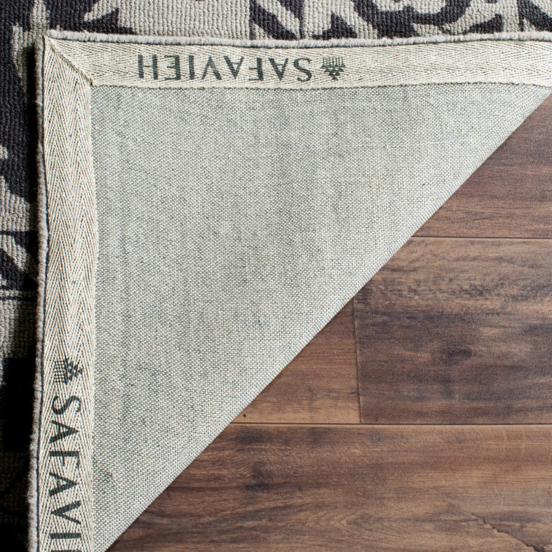 Tapis argenté / gris en laine touffeté à la main Ellicottville, Rond 6 pi