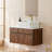 31.5" Modern Floating Bathroom Vanity with Faux Marble Top Ceramic Vessel Sink and Walnut Finish-1023531272