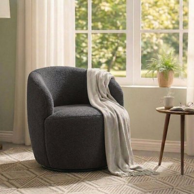 Teddy Fabric Swivel Accent Armchair Barrel Chair