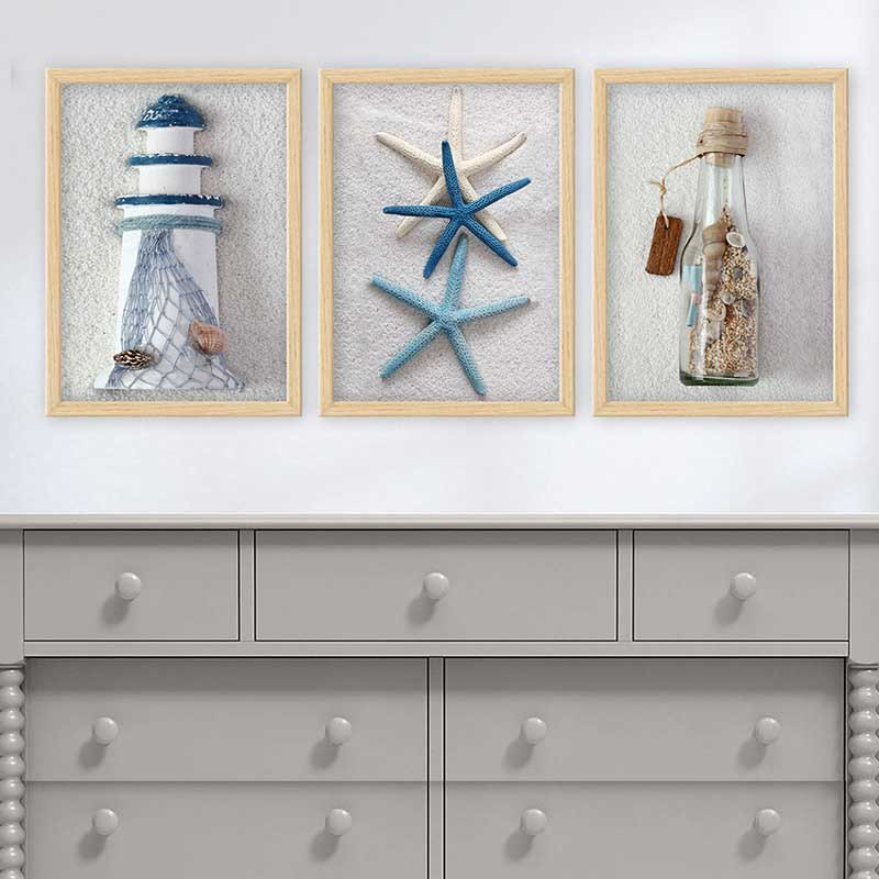 Ensemble de 3 peintures élégantes encadrées décoratives, 13,8 x 17,7 pouces chacune | 100% bois avec cadre 100% polystyrène (épaisseur: 0,8 pouce) | Impression numérique UV, parfaite pour le salon et la décoration intérieure