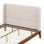 Grand lit plateforme en bois de bambou sec grand de 12 po, lit plateforme avec tête de lit tapissier de 48 po de hauteur, support à lattes de bois