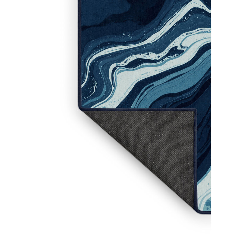 Tapis bleu moelleux moelleux et luxueux Earl, 8 x 12