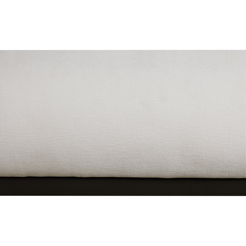 Humayrah Upholstered Panel Bed, Full/Double, Cream Chenille Fabric / Stained Black