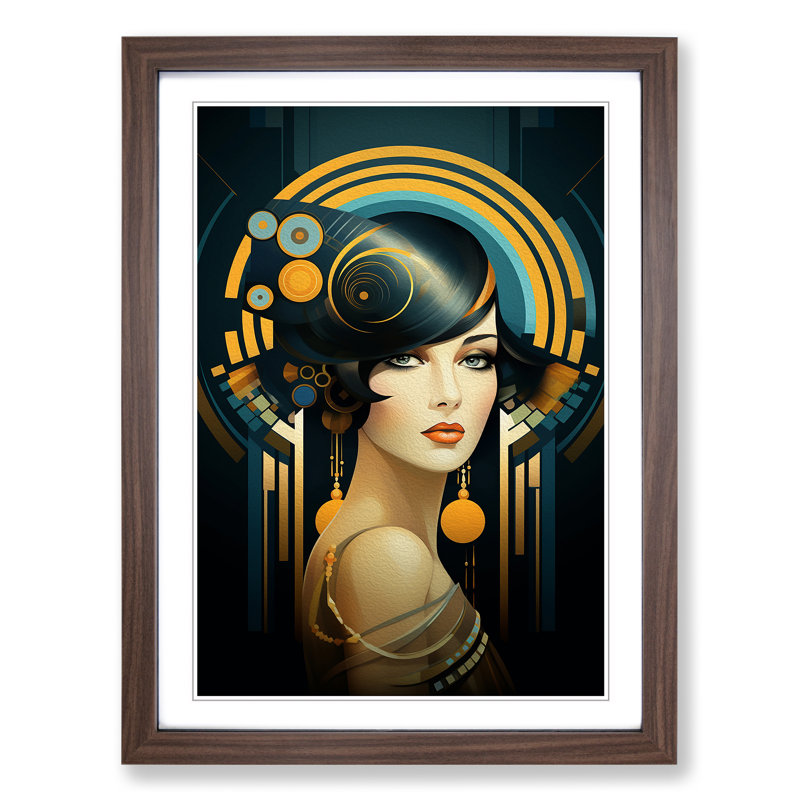 Single Picture Frame Print on Wood, 46cm H x 34cm W, Walnut Framed